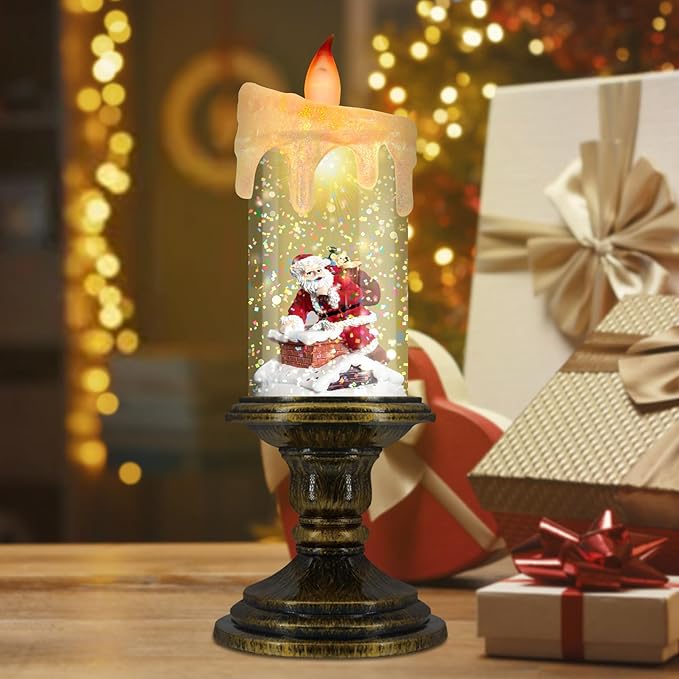 Christmas Flameless Candles, Flickering LED Candles with Timer, Snow Globe Candle Lights for Christmas Decorations-Ruum Studio Home