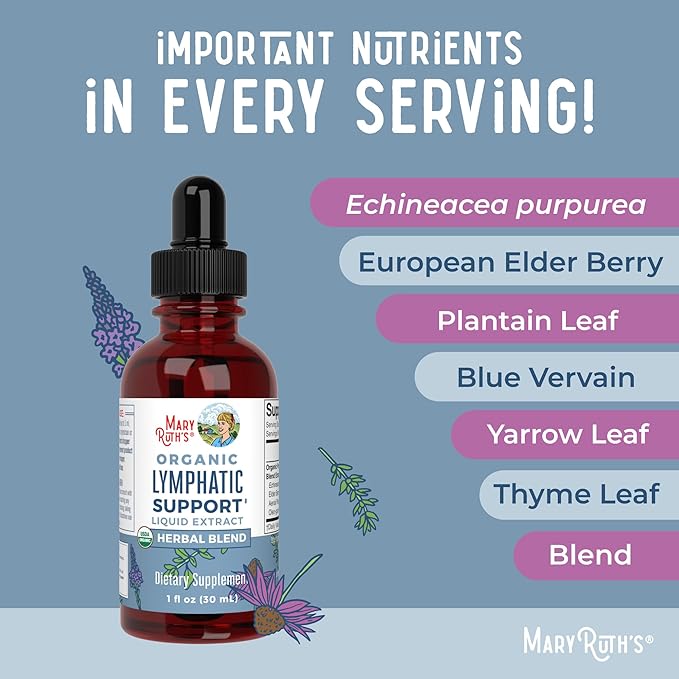 MaryRuth Organics Lymphatic Support Drops | USDA Organic Lymphatic Cleanse Immune Support Supplement| Lymphatic Support with Echinacea & Elderberry | Blue Vervain | Vegan | Non-GMO | 30 Servings-Ruum Studio Home