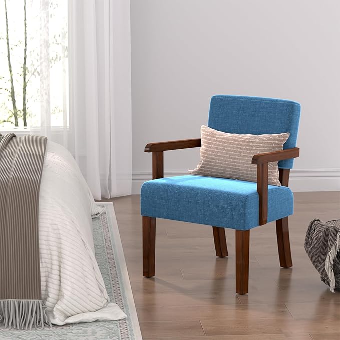 Accent Chair with Wood Frame, Arm Chairs Oversize with Soft Seat and Armrests for Living, Dining, Bed, Reading, and Waiting Rooms-Ruum Studio Home