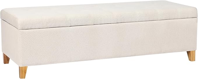 Joveco Storage Ottoman Bench, 51" Rectangle Long Bench, for Bedroom, End Foot of Bed, Living Room, Entryway, Beige-Ruum Studio Home