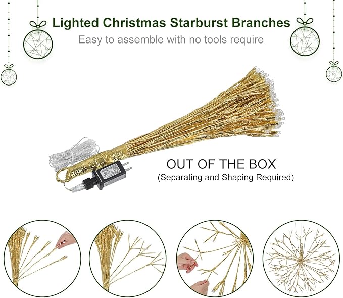 Christmas led Sparkle Ball Hanging Outdoor décorations -Haning Twig Ball,Snowflake Ornament Lights Indoor Outdoor Festive Holiday Décor 24Inch (Warm White)-Ruum Studio Home