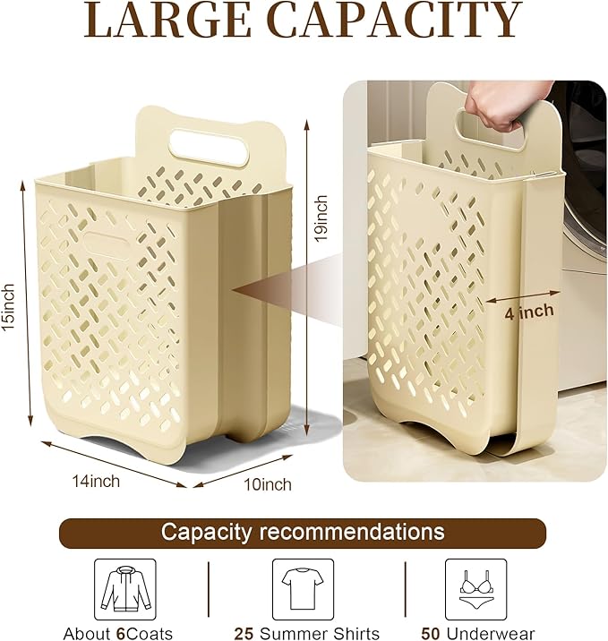 Laundry Basket Hamper,Hanging Wall Collapsible Laundry with Handle,Space-Saving Foldable Storage Dirty Washer Organizer Bin Multi-function Container Waterproof Durable,Set of 2(XL&M)-Ruum Studio Home