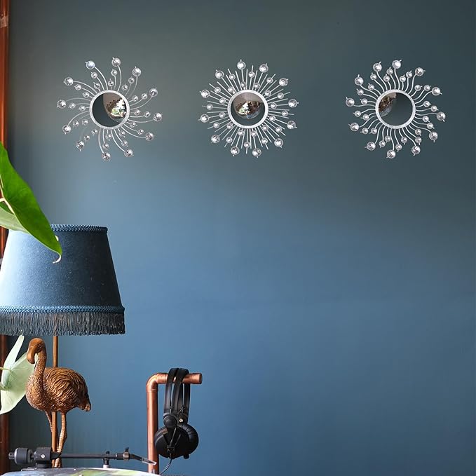 Mirror Wall Decor Metal Sun Mirror Wall Art Decorative Mirrors Home Decor Sunburst Mirror Hanging Living Room Bedroom Entryway, Style 1-Ruum Studio Home