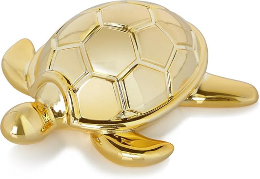 Small Sea Turtle Statue 4 inch Shiny Gold Accent Knick Knacks Paperweight for Bathroom Home Office Shelf Desk Table Decor, Cute Sea Turtle Gifts for Women-Ruum Studio Home