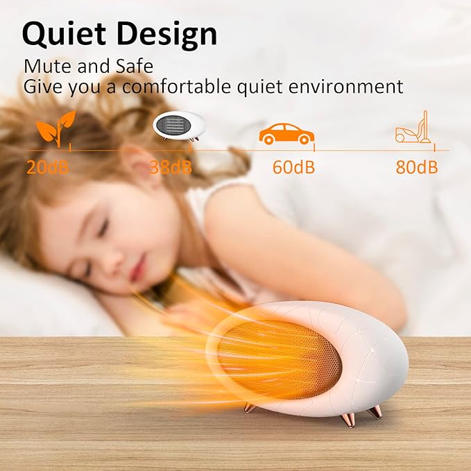 Desk Heater,600W Energy Efficient Small Desk heater for Indoor Use,PTC Fast Heating Ceramic Space Heater for Bedroom Home Office Indoor Use(White)-Ruum Studio Home