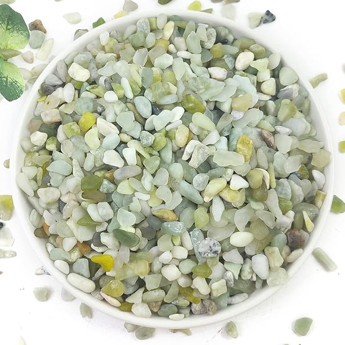 10LB Succulent and Cactus Pebbles, 1/5 Inch Jade Natural Decorative Polished Stones, River Rocks for Plants, Vases and Outdoor Gardening,Green-Ruum Studio Home