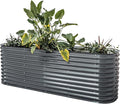 Vego garden 32" Extra Tall Raised Garden Bed Kits, 9 in 1 Modular Raised Planter Box for Vegetables Flowers Fruits Oval Metal Raised Garden-Modern Gray-Ruum Studio Home