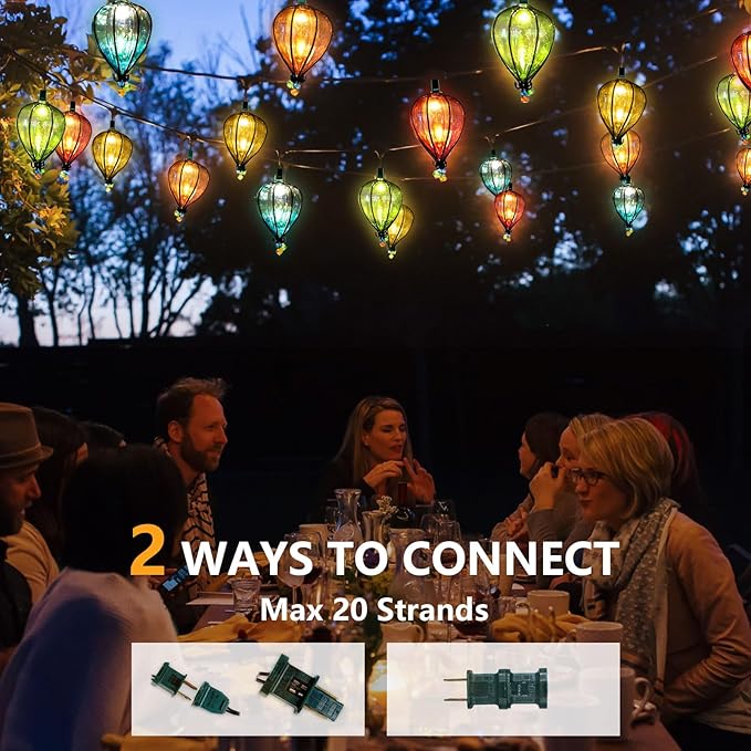 7 Pcs of 11FT Multicolor String Lights with 10 Bulbs, UL Listed Connectable Waterproof Decorative LED Lights Hanging for Backyard Patio, Indoor/Outdoor for Christmas Wedding Party Festival Lighting-Ruum Studio Home