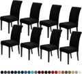 Joccun Chair Covers for Dining Room Set of 8, Dining Chair Slipcovers Stretch Dining Room Chair Covers Seat Protector,Washable Parsons Chair Cover for Home,Hotel,Banquet(Black,8 Pack)-Ruum Studio Home