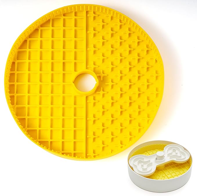 Insert, Transform Your Dog's Bowl to Slow Feeder, 6 Cup 9.8 Inch Yellow-Ruum Studio Home