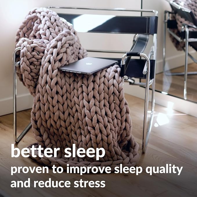 Nuzzie Chunky Knit Blanket - Breathable, Cooling, Hand Made Knit Throw Blanket for Sleep - Machine Washable, Stylish Decor Design (Dusty Rose, Throw | 12lbs | 44"x60")-Ruum Studio Home