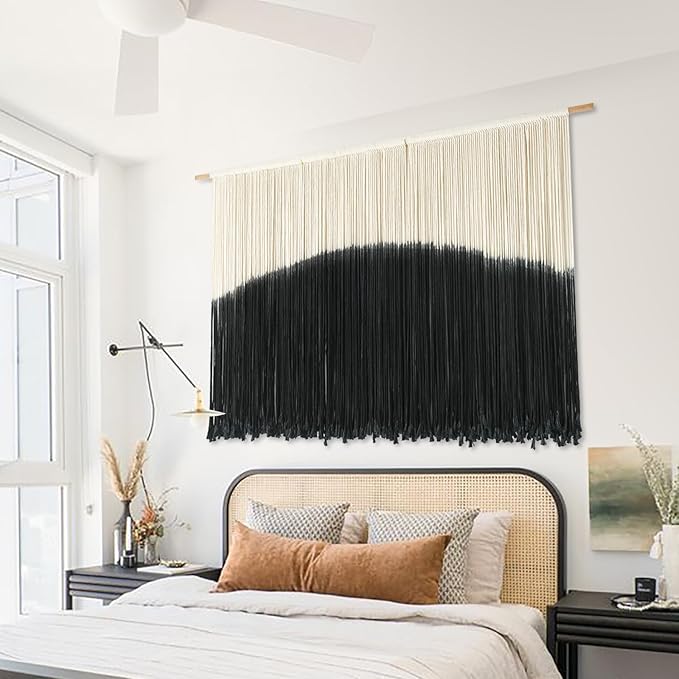 Flber Tie-Dye Macrame Wall Hanging Large Bohemian Yarn Tapestry Macrame Home Décor, 57''W*35''L-Ruum Studio Home