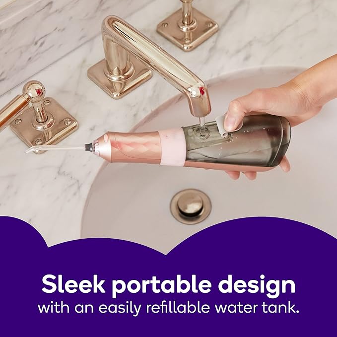 Burst Electric Water Flosser for Teeth Cleaning (3 Modes/Rose Gold) | Cordless | Plaque Removal Between Braces & Dental Work | Portable Floss | Refillable 110mL Tank-Ruum Studio Home