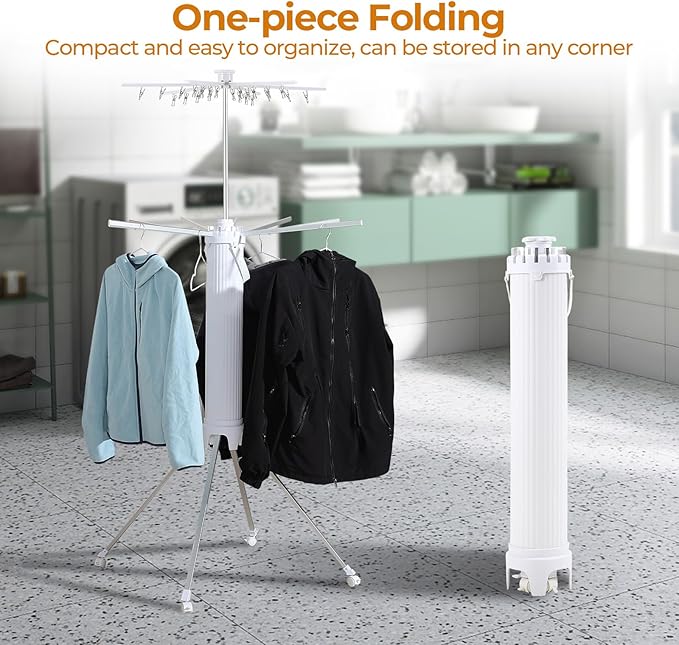 4-Legged Clothes Drying Rack Foldable,2 Tier Portable and Collapsible Space Saving Laundry Drying Rack with 4 Pulleys,Aluminum Dry Rack for Clothes-Ruum Studio Home