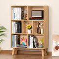 LEYAOYAO Wooden 7 Cube Book Shelf, Natural 3 Tier Bookshelf with Legs, Modern Open Storage Organizer,Boho Bookcase,Display Cabinet Shelf Free Standing Bookshelves for Bedroom,Living Room,Office-Ruum Studio Home
