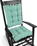 BUYUE Chair Cushion Set for Rocking Chair, Back Pillow & Seat Cushion with Ties, Original Woven Fabric Non-Slip Chair Pads for Elderly Sitting, Light Green-Ruum Studio Home