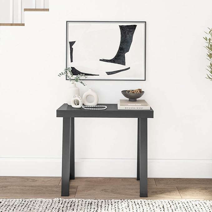 Plank+Beam Solid Wood Console Table, 36 Inch, Sofa Table, Narrow Entryway Table for Hallway, Behind The Couch, Living Room, Foyer, Easy Assembly, Black-Ruum Studio Home