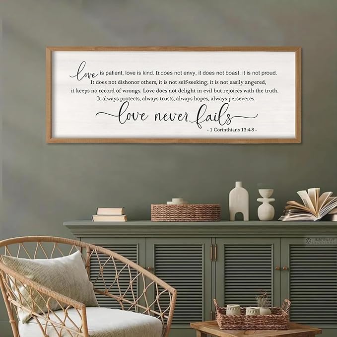 Love Is Patient Love Is Kind Wall Decor Art 32×12 Inch (Wood)-Ruum Studio Home