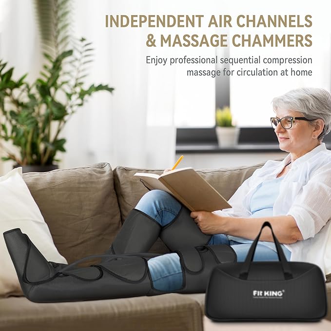 FIT KING Foot and Leg Massager for Circulation and Relaxation with Hand-held Controller 3 Modes 3 Intensities Helpful for Vericose Veins, Cramps, Swelling and Edema - Gift for Mom Wife Family-Ruum Studio Home