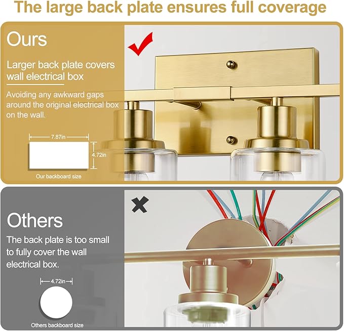 4-Light Vanity Lights with Clear Glass Shades, Brushed Gold Bathroom Light Fixtures Over Mirror, Modern Bathroom Wall Lamp for Mirror Living Room Cabinet Bedroom Porch-Ruum Studio Home
