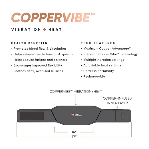 Copper Compression CopperVibe Vibration + Heat Therapy Back Wrap Vibrating Heating Massager Pad for Lower Back Pain Relief, Lumbar Muscles, Herniated Disc - Treatment Brace Device for Women & Men-Ruum Studio Home