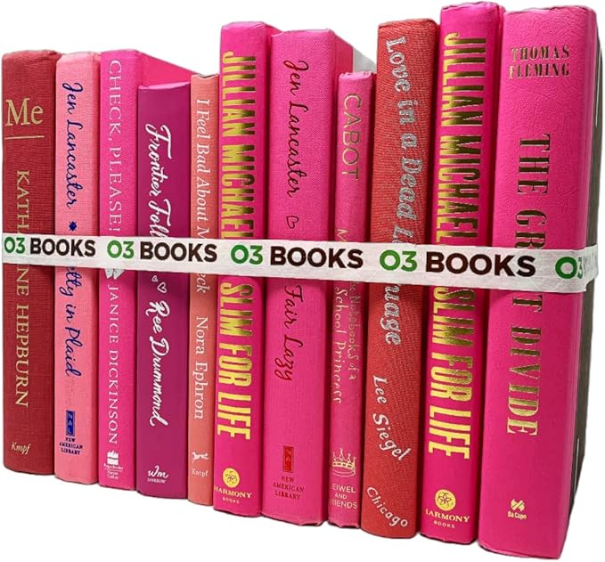 Curated Decorative Books Hardcover Décor Books for Home Décor, Choose Color, Interior Design, Office, Wedding Display, Instant Library, or Staging (Pink, One Foot)-Ruum Studio Home