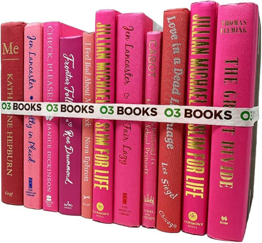 Curated Decorative Books Hardcover Décor Books for Home Décor, Choose Color, Interior Design, Office, Wedding Display, Instant Library, or Staging (Pink, One Foot)-Ruum Studio Home