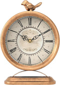 Vintage Table Clock with Bird, European Antique Style Gold Mantel Clocks, Desk and Shelf Decor Clock, for Farmhouse, Bedside, Living Room, Bedroom, Gift (9" H x 6.5" W)-Ruum Studio Home