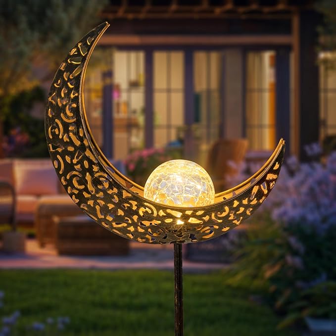 Homeimpro Moon Solar Lights Outdoor Garden Decor Gifts for Mom Women,Waterproof Stakes Yard Decorations for Lawn, Patio Accessories, Backyard Ornaments Birthday Gifts Mother Grandma (Bronze)-Ruum Studio Home