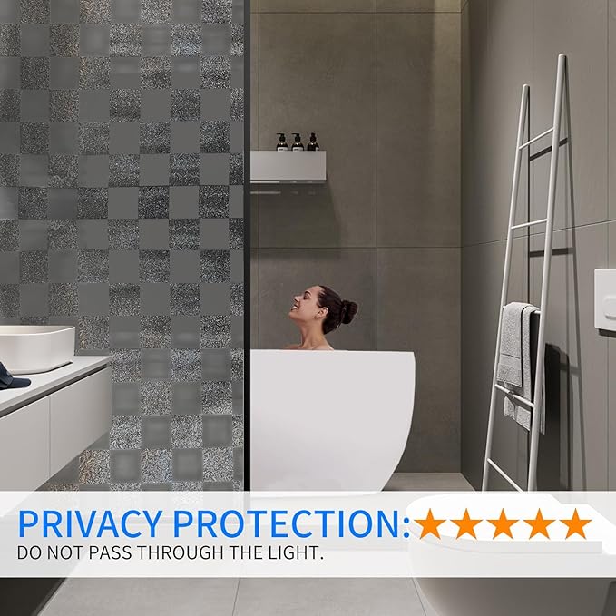 Window Film Privacy Day and Night with Installation Tools, Static Cling Glass Film Ideal for Home Shower Office Glass Door (Black, 23.6 x 196.9 Inch)-Ruum Studio Home