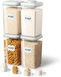 Ankou Airtight Food Storage Container with Pop Lid & 130ml Scoop, 4L/4.2qt *4 BPA-Free Cereal, Rice, Flour, Pasta & Snack Container, Stackable & Durable,Kitchen Pantry Organizer-Ruum Studio Home
