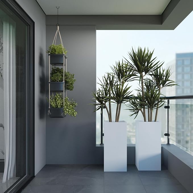 White Steel Metallic Heavy Planter for Outdoor Plants Box 14"x14"x30" Metal Planter Spliced Flower Pots with Partitions for Outside,Indoor,Garden (White, 14 * 14 * 30)-Ruum Studio Home