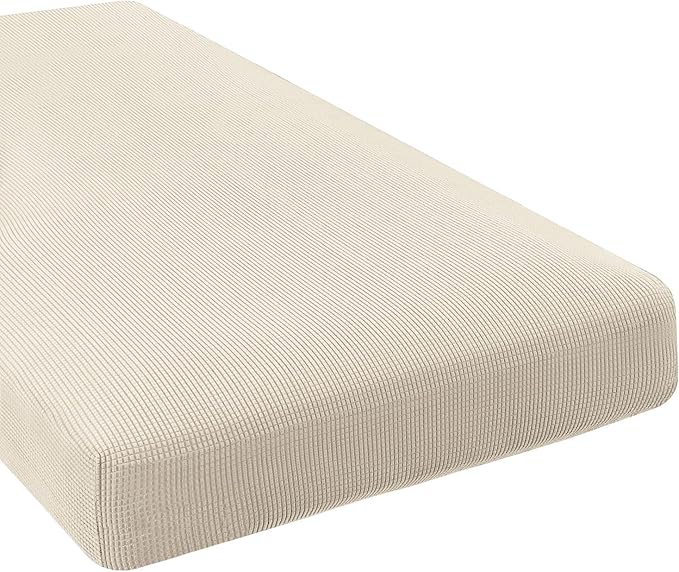 H.VERSAILTEX Super Stretch Individual Chaise Cover Sectional Couch Covers for L Shaped Sofa Both Left/Right Featuring Thick Jacquard Textured Twill Fabric (1 Piece Chaise Cover, Natural)-Ruum Studio Home