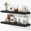 36 Inches Floating Shelves for Wall, 9.3" Deep Long Floating Shelves Set of 2, Large Display & Storage Shelf, Wall Shelf for Bathroom Bedroom Living Room Kitchen Office, Black-Ruum Studio Home