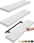 BAYKA Floating Shelves for Wall, 22.5 inches Wall Mounted Rustic Wood Shelves for Bathroom, Bedroom, Living Room, Floating Shelves for Books/Storage/Decor (White,Set of 3)-Ruum Studio Home