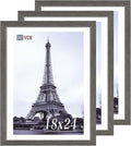 VCK 18x24 Frame Set of 3, Gray Solid Wood Poster Picture Frame, Exclusive Wood Grain, Wall Gallery Frame-Ruum Studio Home