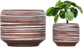 8 Inch + 6 Inch Ceramic Plant Pots Indoor with Drainage – Flower Pot Set, Decorative Indoor Planters for House Plants and Garden Use-Ruum Studio Home