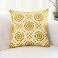 HWY 50 Yellow Decorative Throw Pillow Covers 18x18 Inch (1 Piece), Embroidered Cotton Farmhouse Cushion Cover Pillow Case for Sofa Couch Living Room Bed, Little Sunflower-Ruum Studio Home