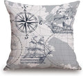 TSSOHU Nautical Sailboat Map Throw Pillow Cover Ship Anchor Cotton Linen Decorative Pillow Case Cushion Cover Home Sofa Decor 18x18 Inch Pillow Cover-Ruum Studio Home