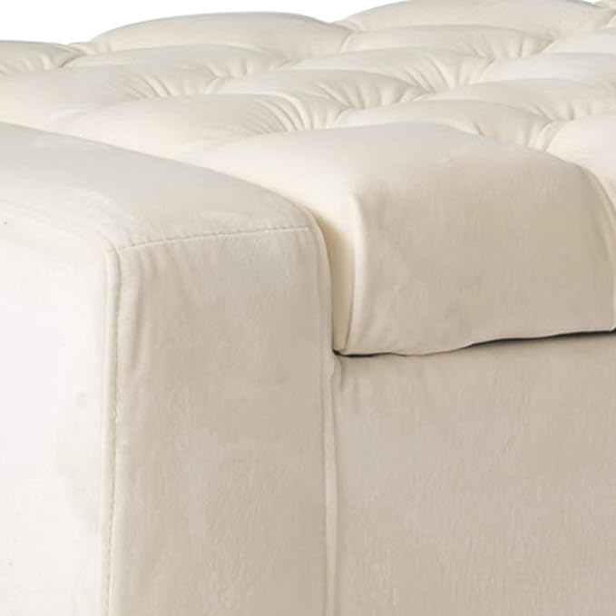 Christopher Knight Home Hikaru Velvet Storage Ottoman, Ivory 19.75”D x 50.00”W x 17.48”H-Ruum Studio Home