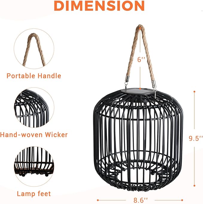 Solar Yard 2-Pack Outdoor Solar Lamp, Water-Resistant Lights for Outside Hanging Lantern Table Lamp Lights Decoration for Garden, Yard, Patio, Porch, Trees, Pathway, Black-Ruum Studio Home