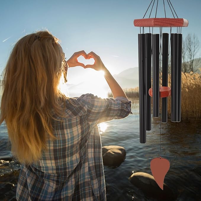 Wind Chimes for Outside, Memorial Wind Chimes with 6 Long Metal Tubes, Sympathy Wind Chime with Sound, Perfect for Garden, Patio and Yard-Ruum Studio Home