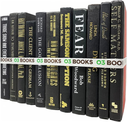 Curated Decorative Books Hardcover Décor Books for Home Décor, Choose Color, Interior Design, Office, Wedding Display, Instant Library, or Staging (Black, One Foot)-Ruum Studio Home