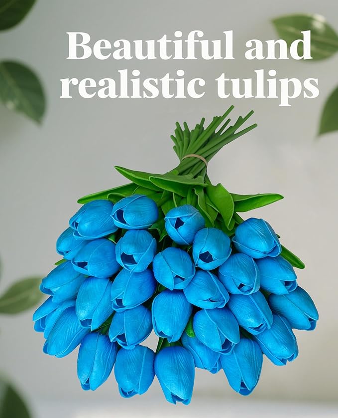 Fake Flowers Tulips Artificial PU Flower 15 Stems Real Touch Faux Tulips Flowers Mother's Day Easter Valentine’S Day Gifts in Home Kitchen Wedding Dining Table Decorations-Ruum Studio Home