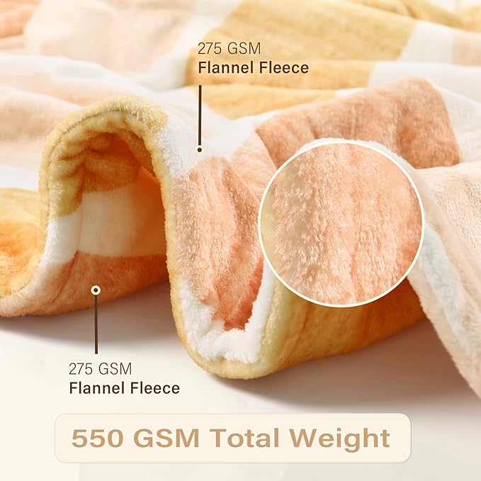 Lahome Terracotta Throw Blanket Soft Cozy Fluffy Warm Throw Blanket for Couch Reversible Geometric Fuzzy Blankets for Bed Sofa Chair, Orange 50''x60''-Ruum Studio Home
