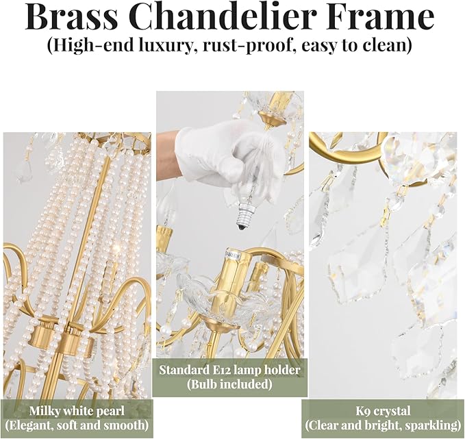 40" Large Brass Crystal Chandeliers,Gold Brushed Brass Chandelier for High Ceiling Living Room Dining Room Staircase Hallway Entryway Foyer(15-Light, Bulb Included)-Ruum Studio Home