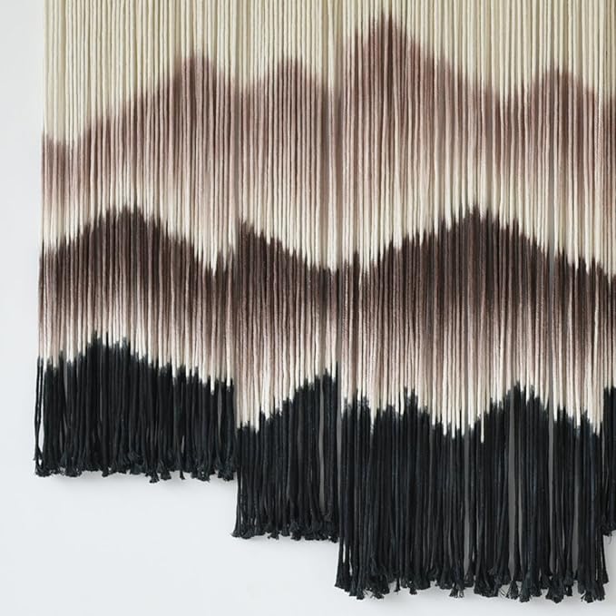 IOWER Large Macrame Wall Hanging Mountain Handmade Brown Dip-Dyed Boho Wall Decor 5Pcs Art Wall Decor for Bedroom Living Room Fiber Art Tapestry-Ruum Studio Home