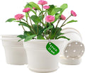 11 Inch Plastic-Flower-Pot-for-Indoor-Plants, 4 Pack Large Outdoor Planter Pot with Drainage Holes & Saucers, Resin Decorative Garden Pots Planters-Ruum Studio Home