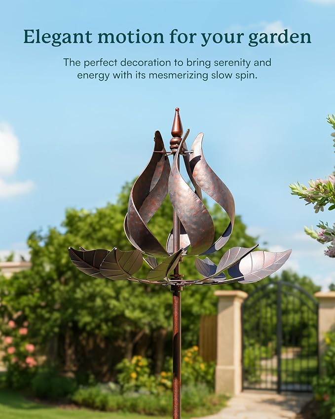 Wind Spinners Outdoor - Large Tulip Metal Wind Spinners with Stake, Garden Windmill Yard Spinner Lawn Decor (24" W x 75" H)-Ruum Studio Home