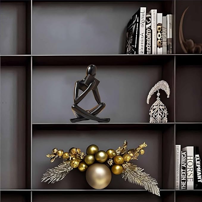 Bookshelf Decor Thinker Statue - Abstract Style Thinker Sculptures Modern Aesthetic Figurine Decoration Statues for Home Decor-Right Thinking-Black-Ruum Studio Home
